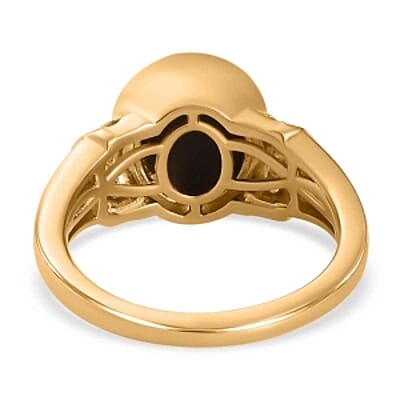 Ammolite and Chrome Diopside 3.01 ctw Ring in Vermeil Yellow Gold Over Sterling Silver (Size 6.5)