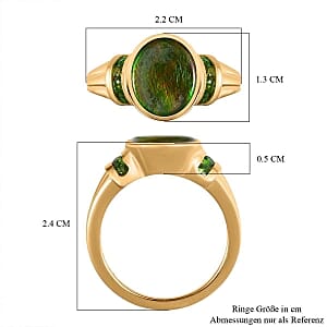 Ammolite and Chrome Diopside 3.01 ctw Ring in Vermeil Yellow Gold Over Sterling Silver (Size 6.5)
