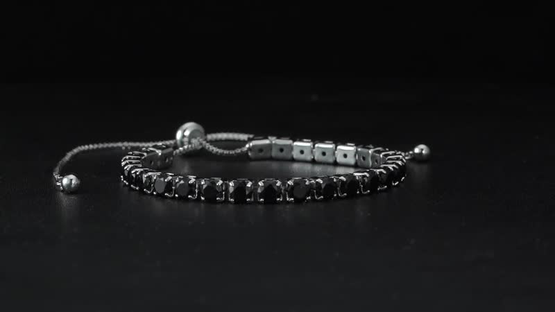 Simulated Red Diamond Tennis Bracelet 6-9Inches with Bolo Slider in Rosetone