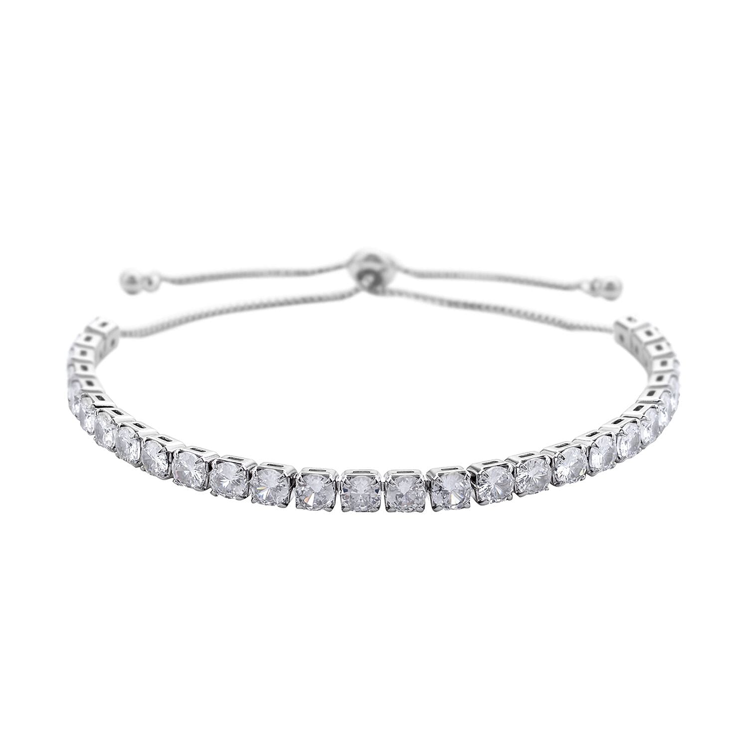 Silvertone Cubic Zirconia CZ Tennis Bracelet Gift Jewelry for Women Size 6-9"
