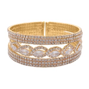 Austrian Crystal Cuff Bracelet in Goldtone (6.50-7In)