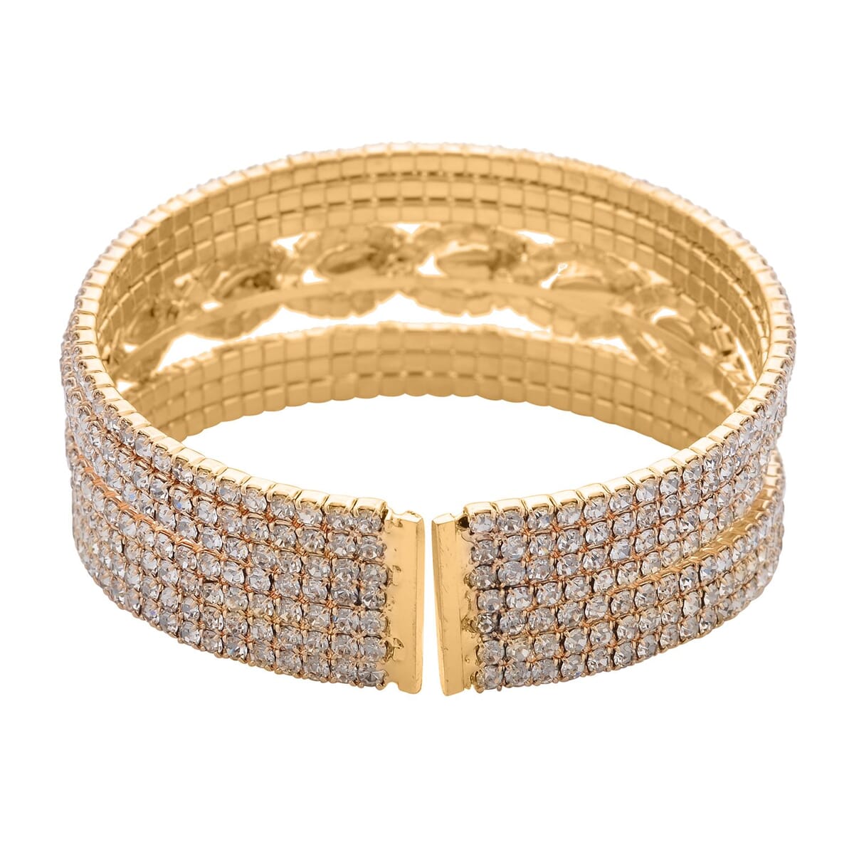 Austrian Crystal Cuff Bracelet in Goldtone (6.50-7In) image number 3