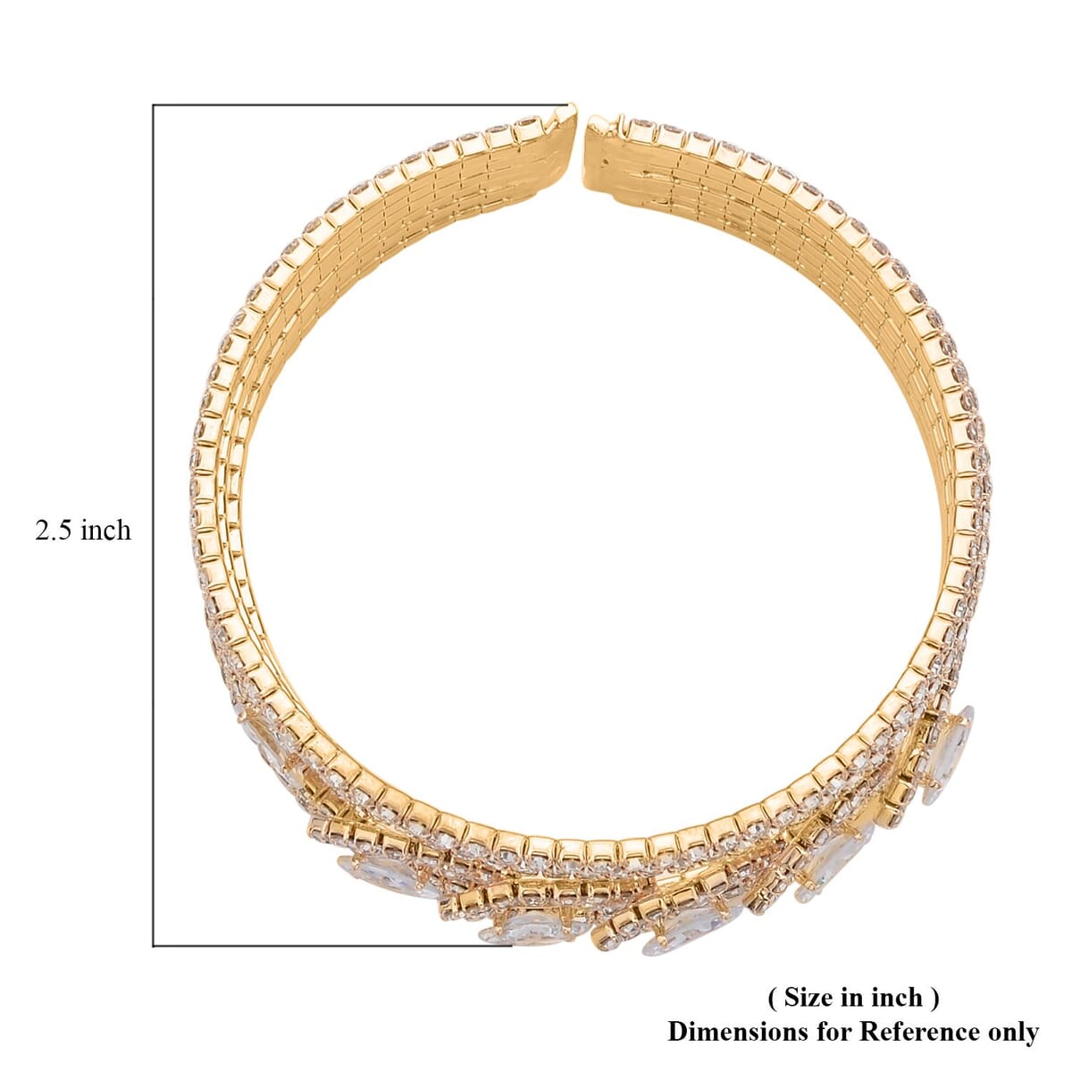 Austrian Crystal Cuff Bracelet in Goldtone (6.50-7In) image number 4