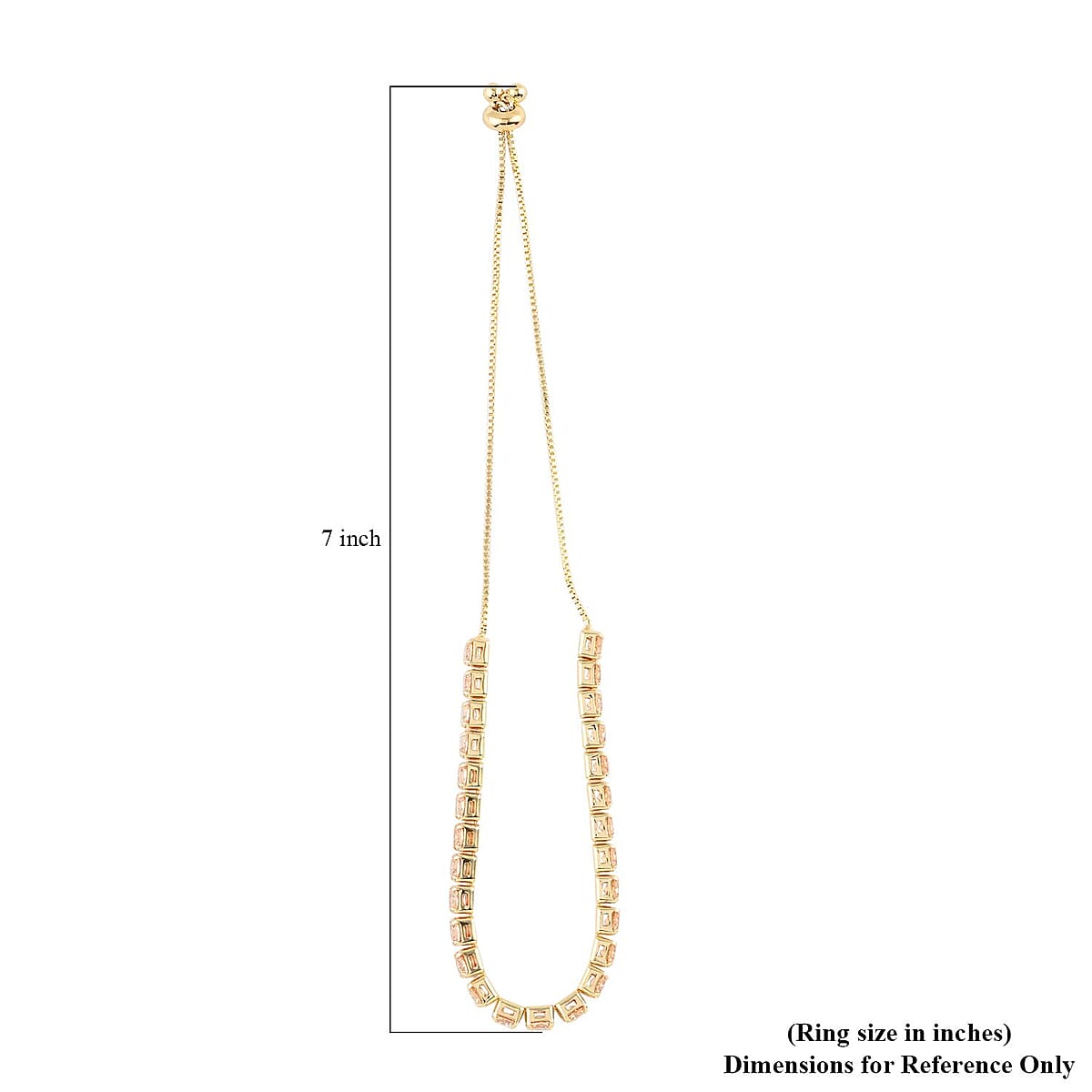 Simulated Champagne Diamond Tennis Bracelet 6-9Inches with Bolo Slider in Goldtone image number 4