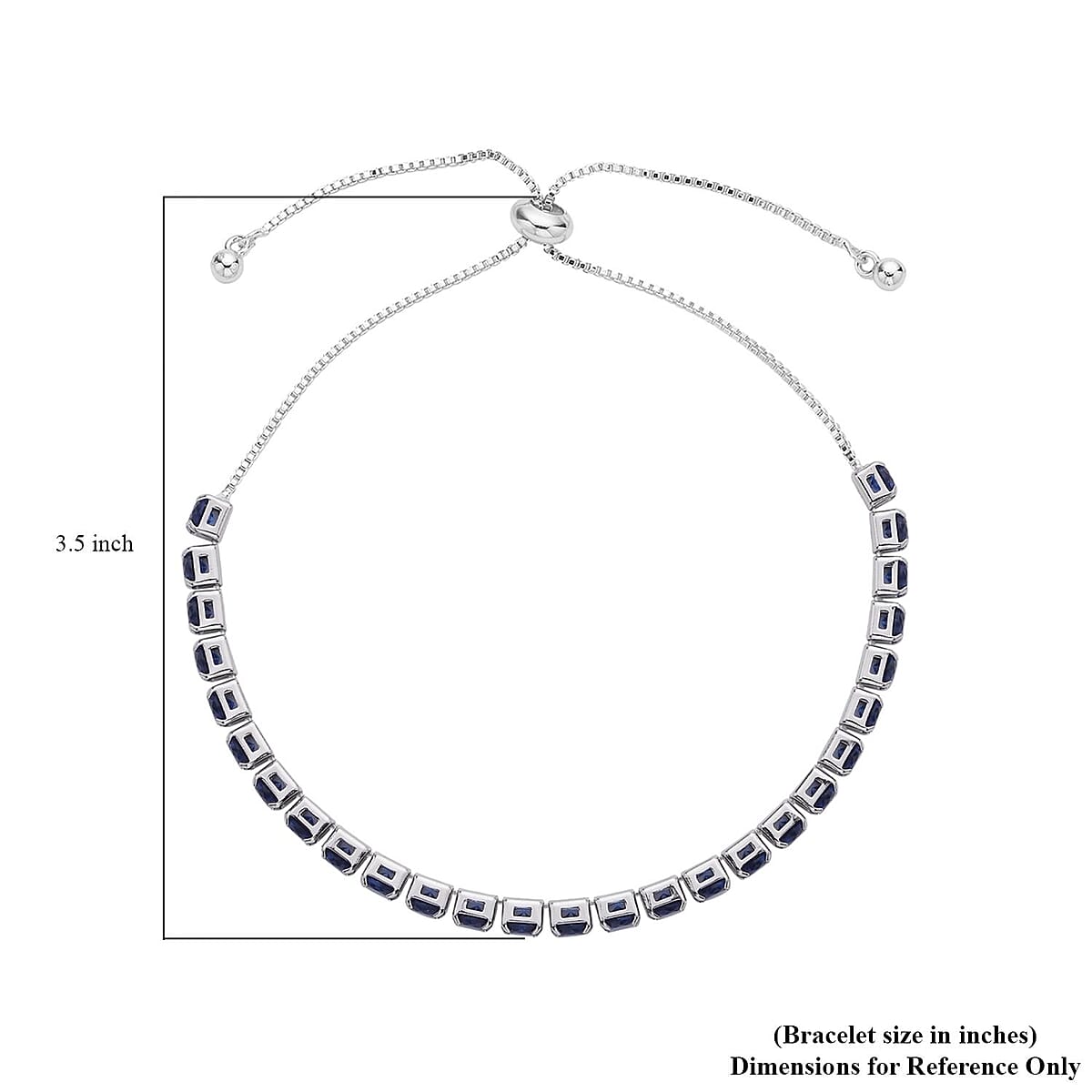 Simulated Sapphire Tennis Bracelet 6-9Inches with Bolo Slider in Silvertone image number 2
