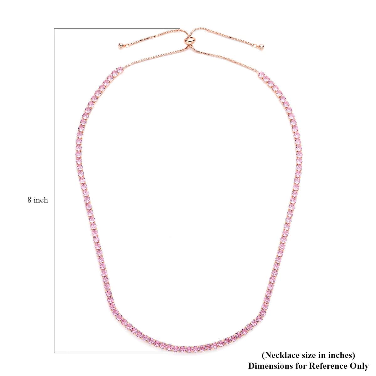 Simulated Red Diamond Tennis Necklace 18-26 Inches with Bolo Slide in Rosetone image number 4