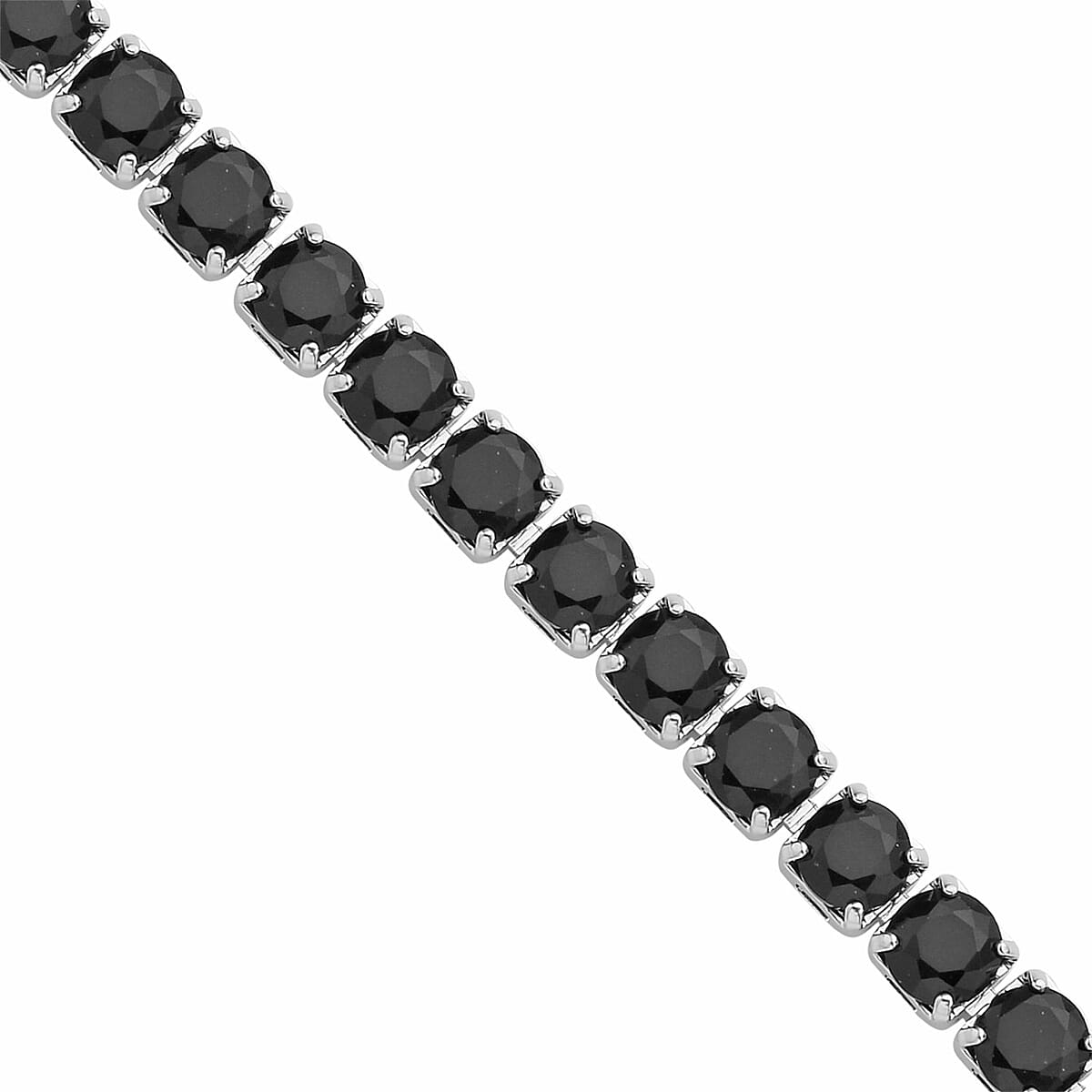 Simulated Black Diamond Tennis Necklace 18-26 Inches with Bolo Slider in Silvertone image number 5