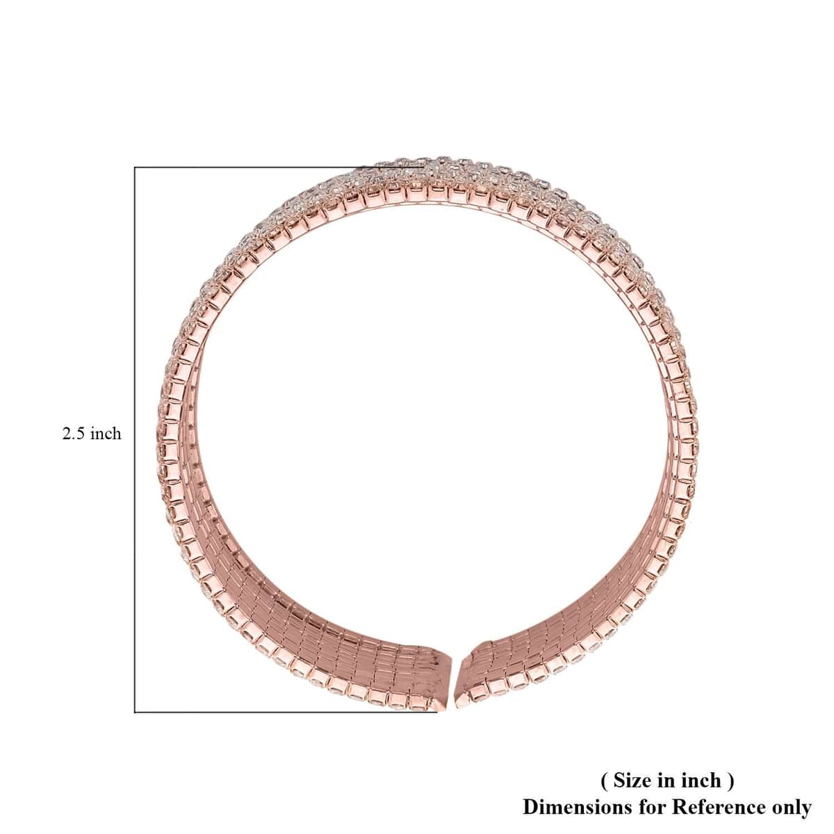 Austrian Crystal Layered Look Cuff Bracelet in Rosetone (6.50-7In) image number 4
