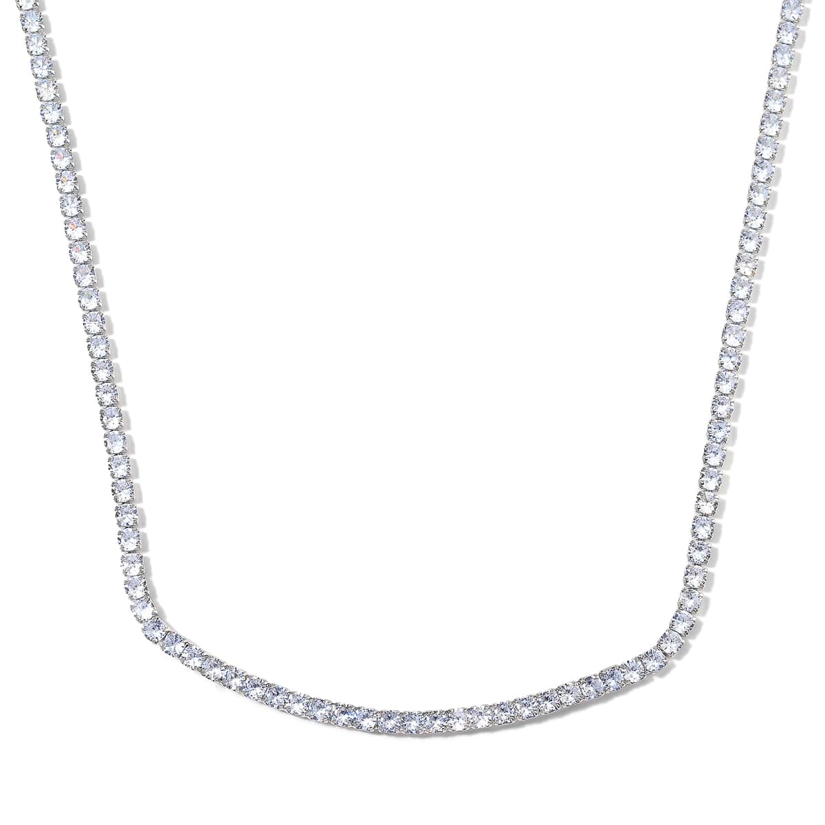 Simulated Diamond Tennis Necklace 18-26 Inches with Bolo Slider in Silvertone image number 0