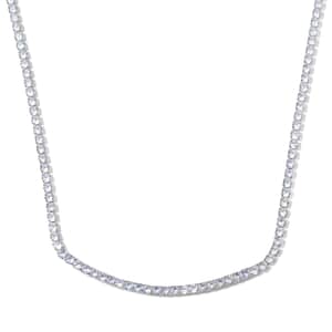 Simulated Diamond Tennis Necklace 18-26 Inches with Bolo Slider in Silvertone