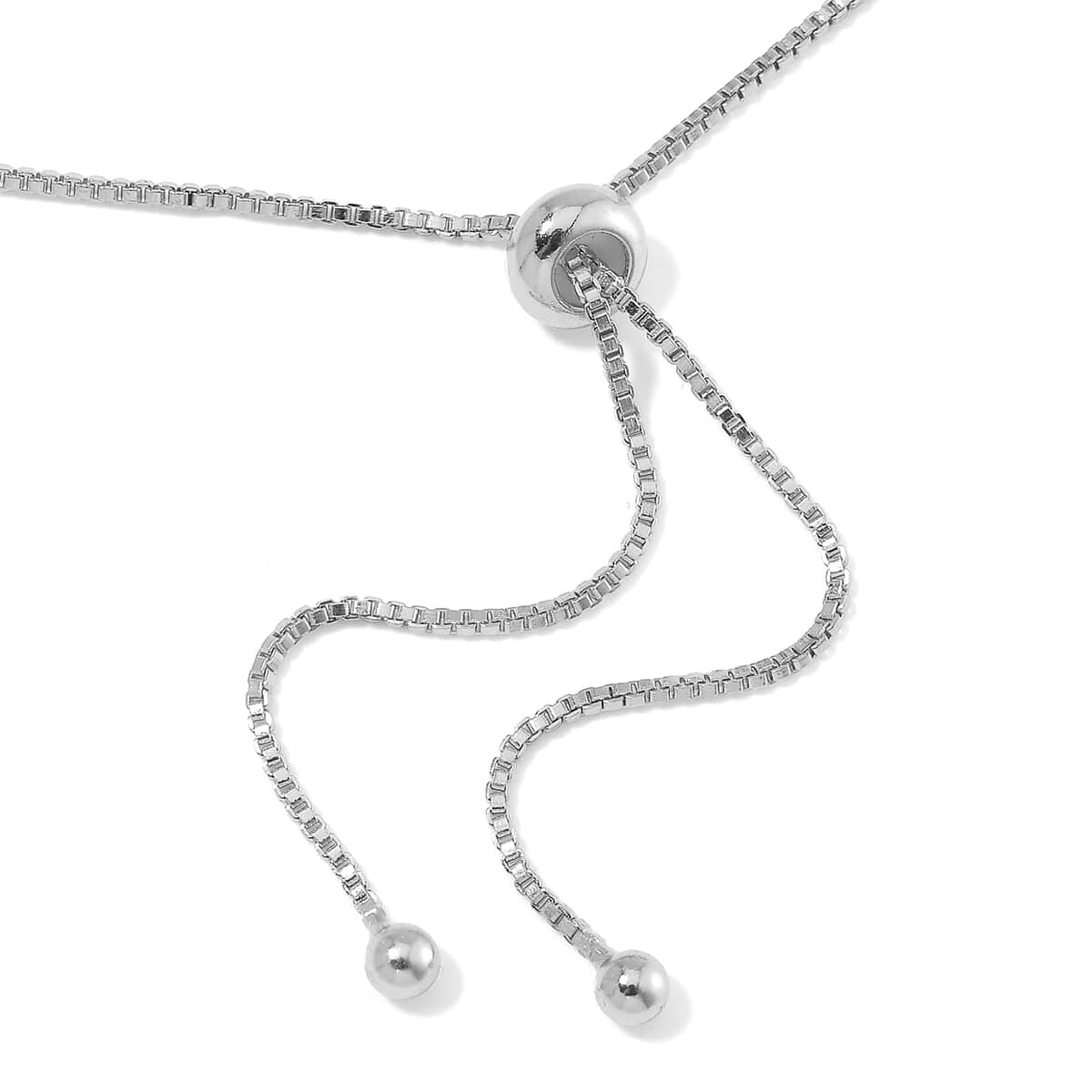 Simulated Diamond Tennis Necklace 18-26 Inches with Bolo Slider in Silvertone image number 3