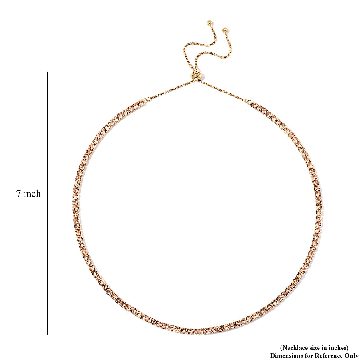 Simulated Champagne Diamond Tennis Necklace 18-26 Inches with Bolo Slider in Goldtone image number 4