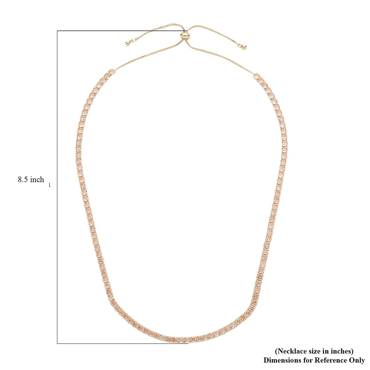 Simulated Champagne Diamond Tennis Necklace 18-26 Inches with Bolo Slider in Goldtone image number 5