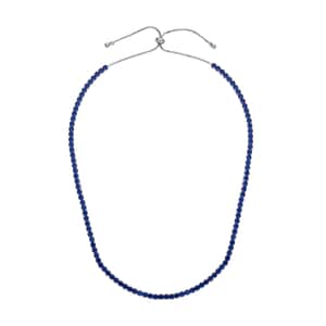 Simulated Sapphire Tennis Necklace 18-26 Inches with Bolo Slider in Silvertone