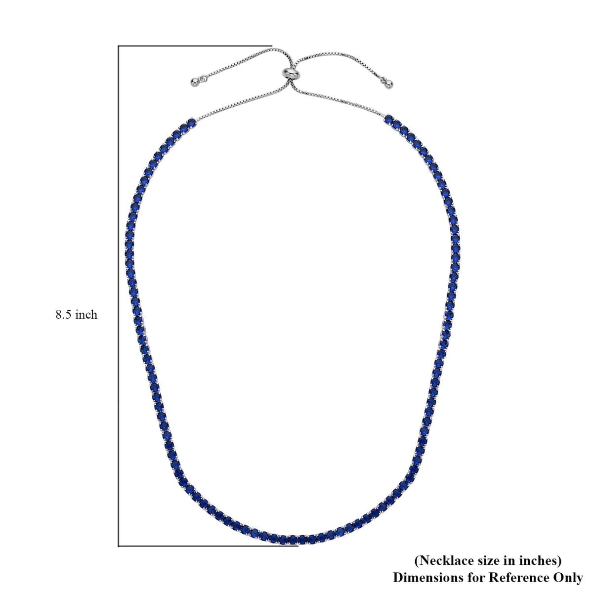 Simulated Sapphire Tennis Necklace 18-26 Inches with Bolo Slider in Silvertone image number 6