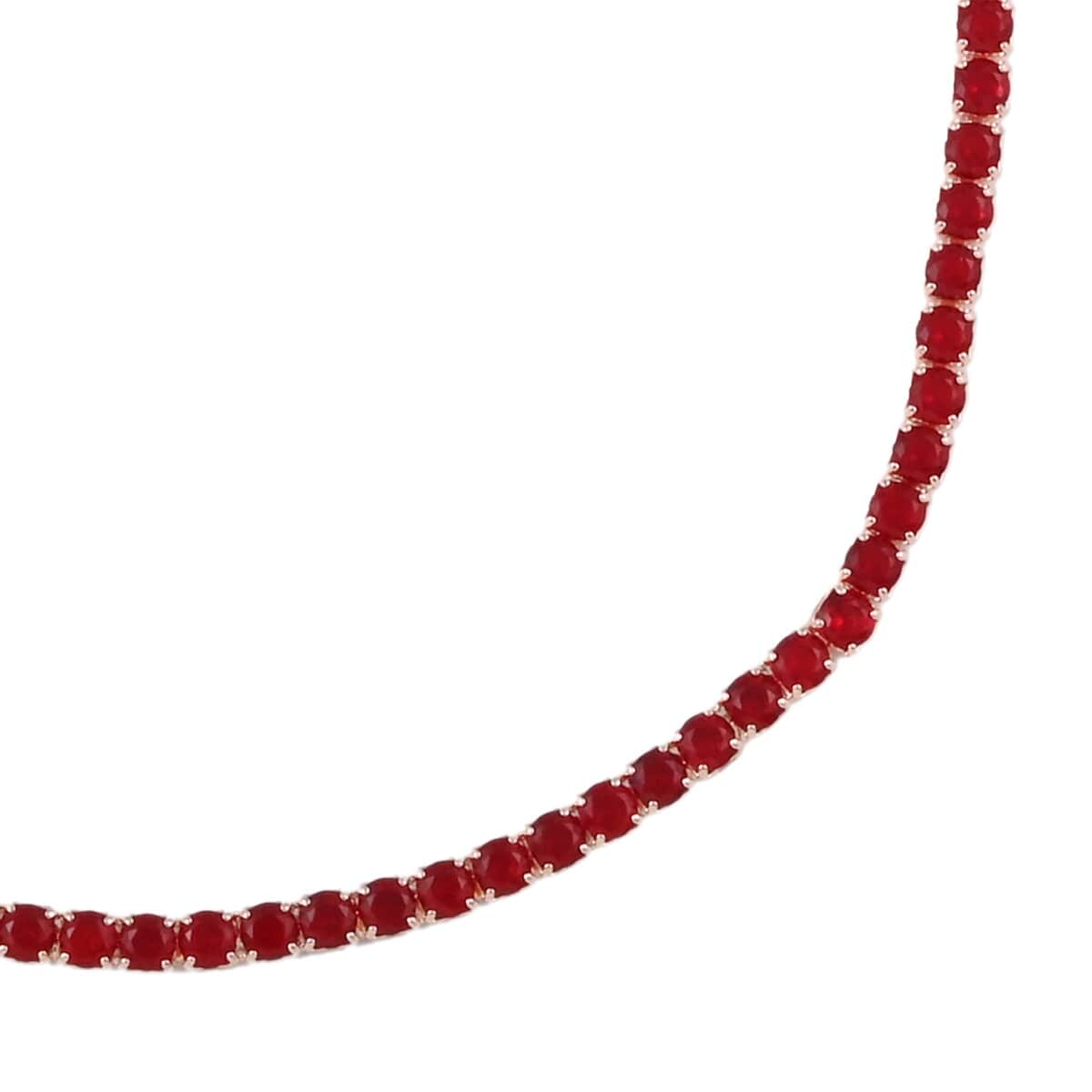 Simulated Red Diamond Tennis Necklace 18-26 Inches with Bolo Slide in Rosetone image number 2