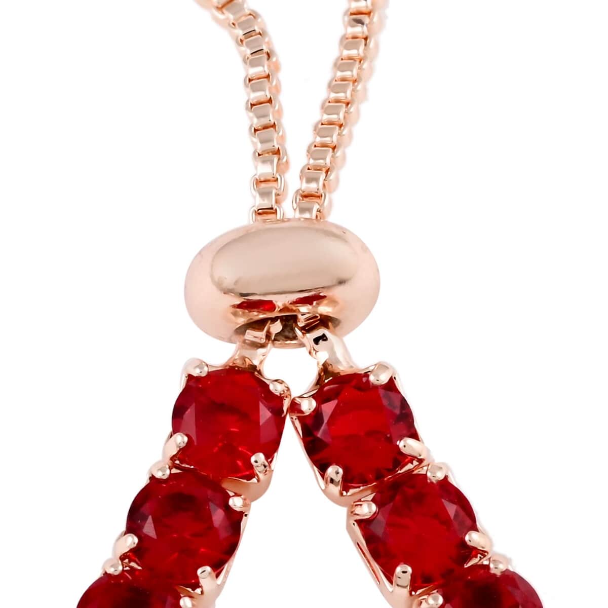 Simulated Red Diamond Tennis Necklace 18-26 Inches with Bolo Slide in Rosetone image number 3