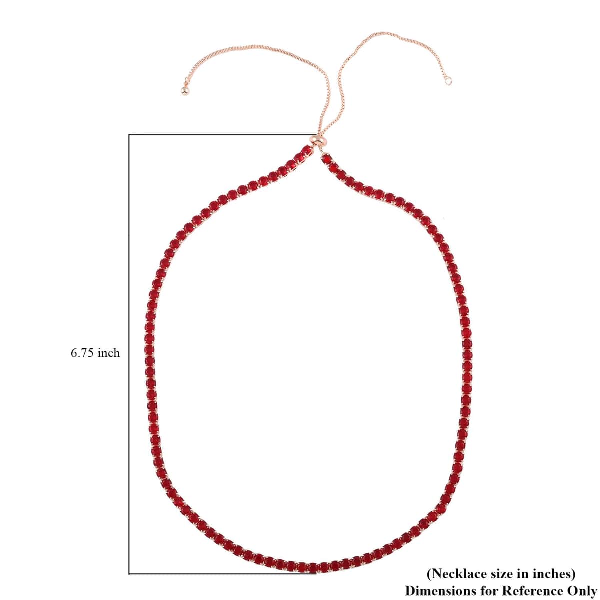 Simulated Red Diamond Tennis Necklace 18-26 Inches with Bolo Slide in Rosetone image number 4