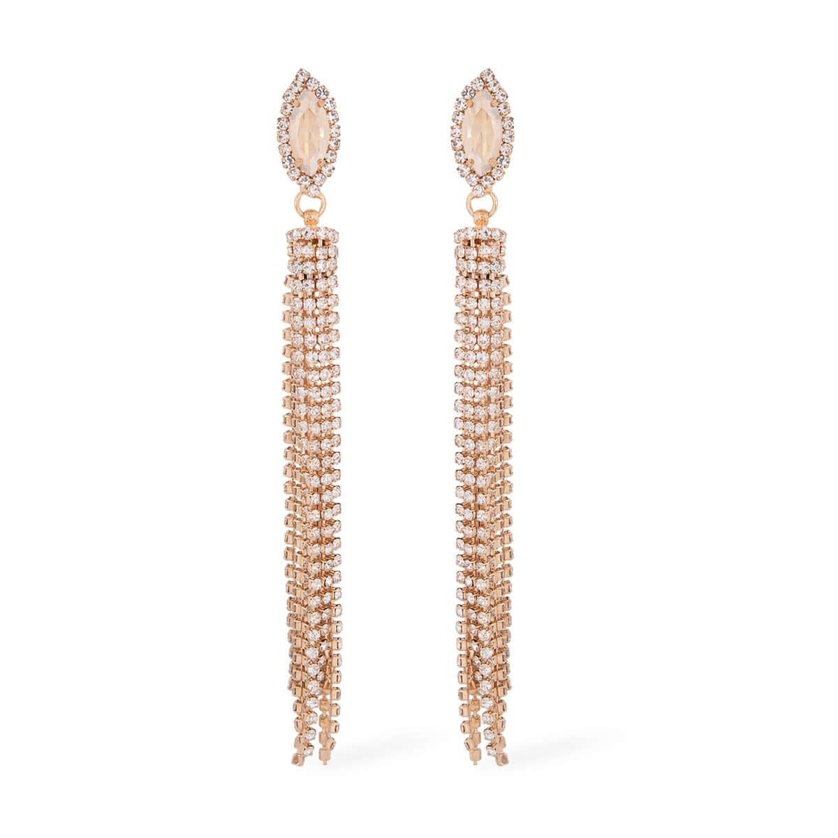 Champagne Glass and Austrian Crystal Earrings in Goldtone image number 0