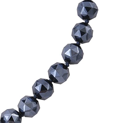 Hematite Color Glass Beaded Necklace 24 Inches with Magnetic Lock in Silvertone
