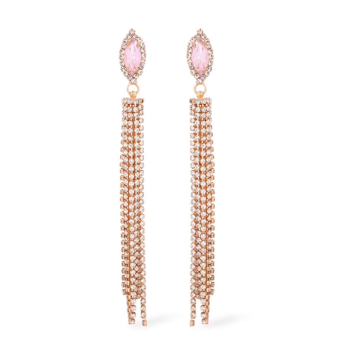 Pink Glass and Austrian Crystal Earrings in Rosetone image number 0