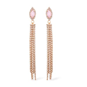Pink Glass and Austrian Crystal Earrings in Rosetone