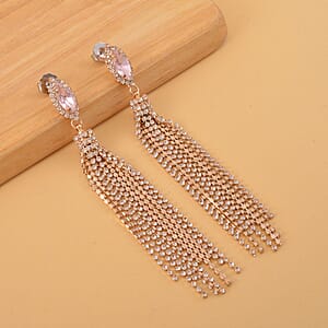 Pink Glass and Austrian Crystal Earrings in Rosetone