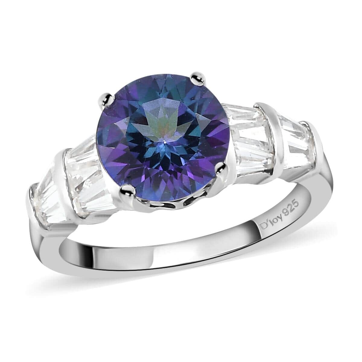 Brazilian Periwinkle Bloom Petalite and Natural White Zircon Ring in Platinum Over Sterling Silver (Size 10.0) 2.30 ctw image number 0