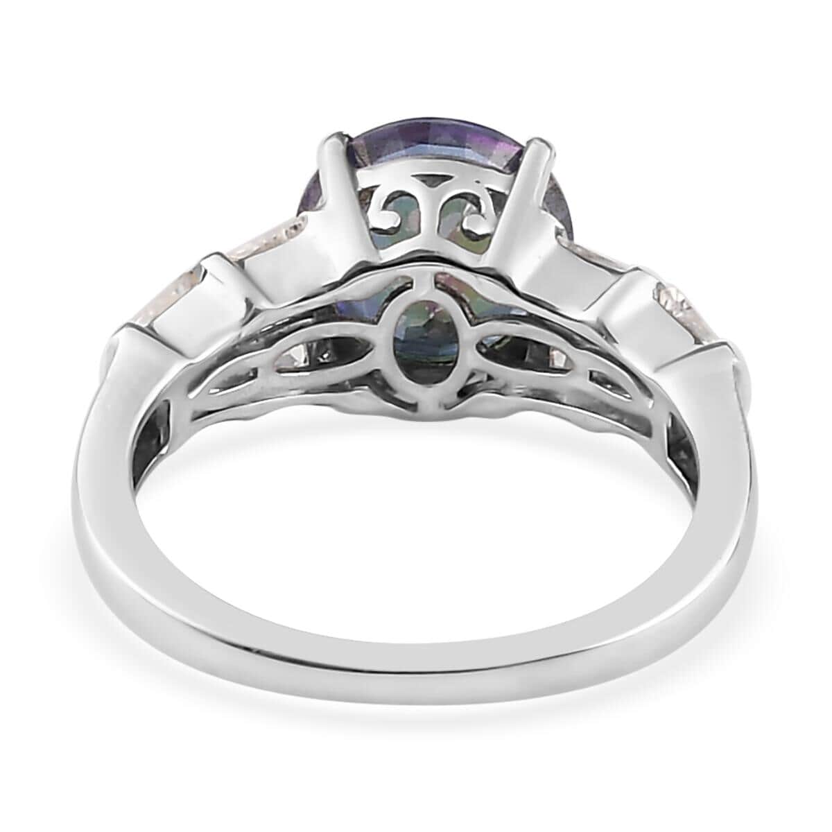 Brazilian Periwinkle Bloom Petalite and White Zircon Ring in Platinum Over Sterling Silver (Size 7.0) 2.30 ctw image number 4