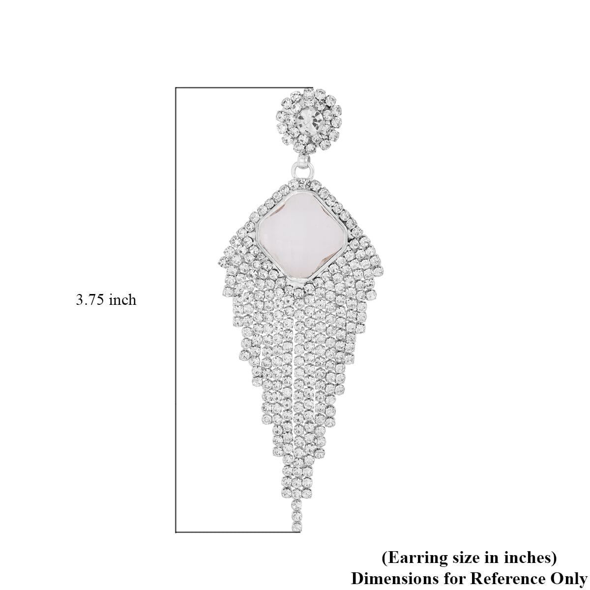 White Glass and Austrian Crystal Waterfall Earrings in Silvertone image number 3