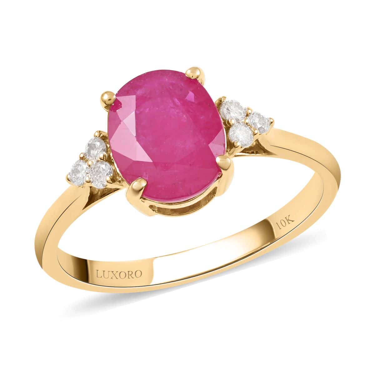 LUXORO 10K Yellow Gold AAA Mozambique Ruby and G-H I2 Diamond Ring (Size 6.0) 2.30 ctw image number 0