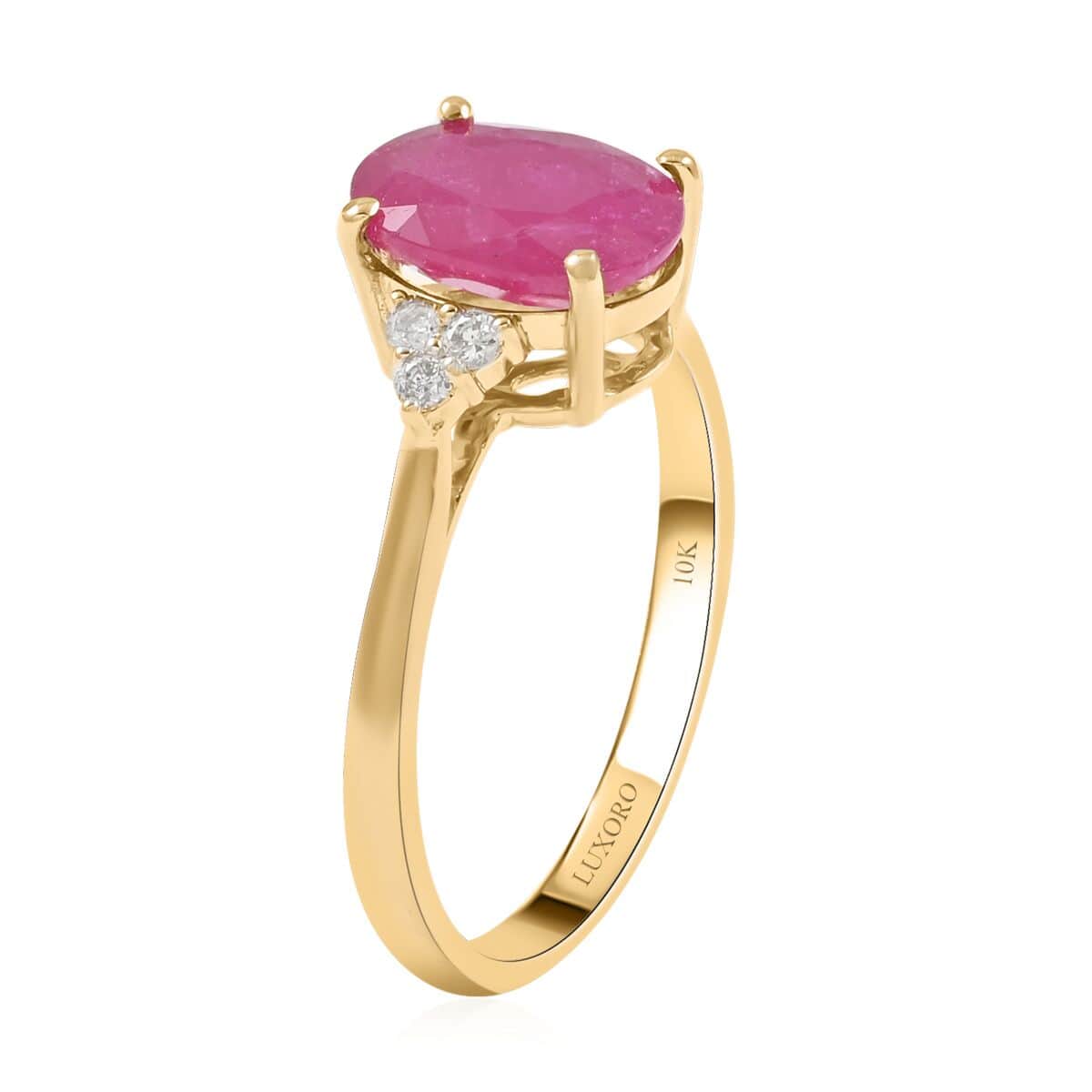 LUXORO 10K Yellow Gold AAA Mozambique Ruby and G-H I2 Diamond Ring (Size 6.0) 2.30 ctw image number 3