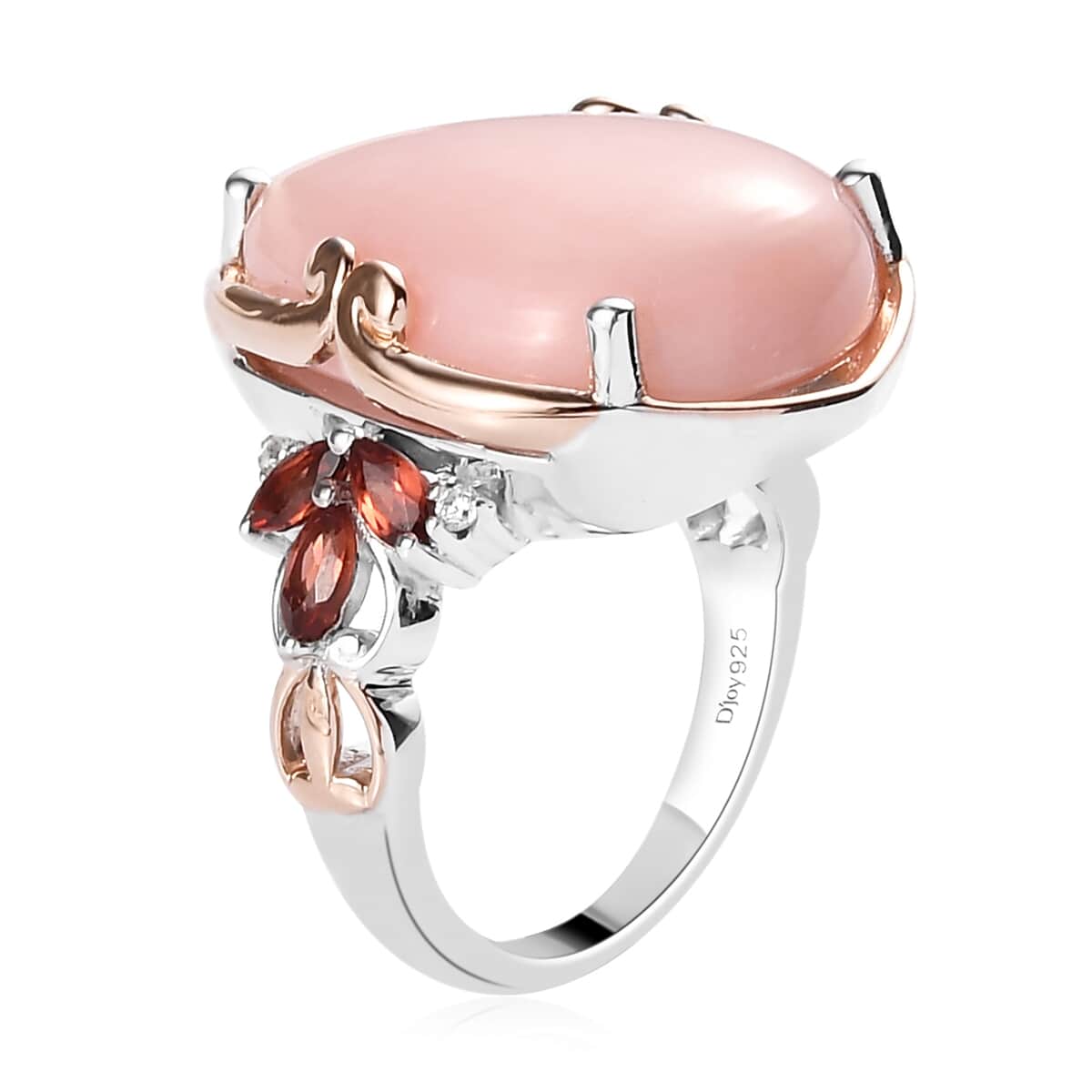 Peruvian Pink Opal and Multi Gemstone Ring in Vermeil Rose Gold and Platinum Over Sterling Silver (Size 10.0) 11.90 ctw image number 3
