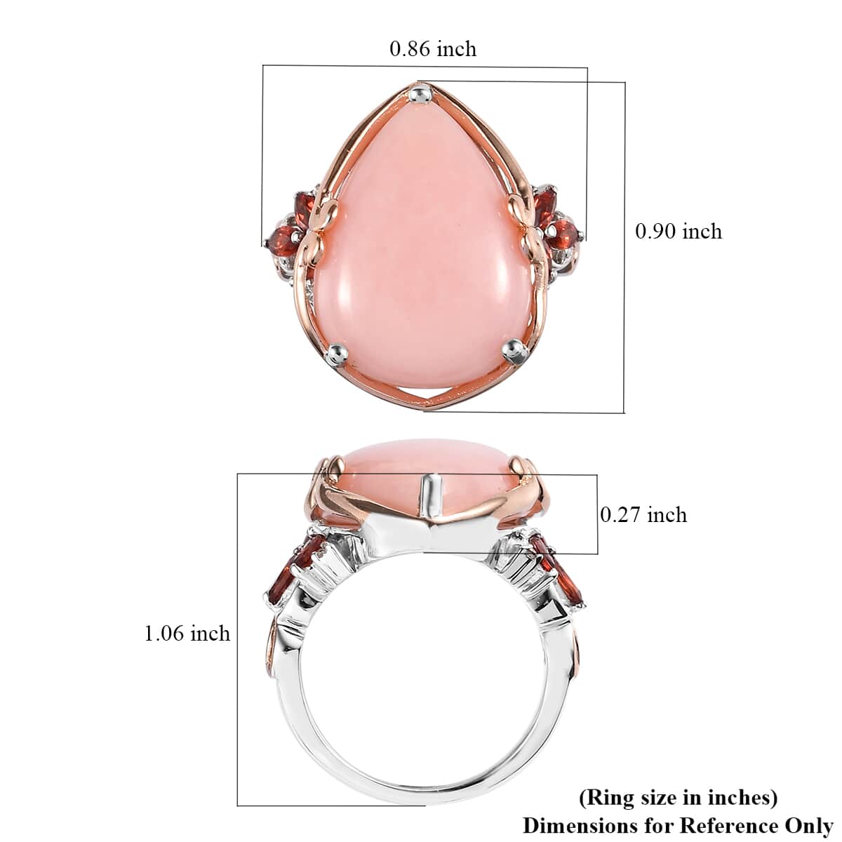 Peruvian Pink Opal and Multi Gemstone Ring in Vermeil Rose Gold and Platinum Over Sterling Silver (Size 10.0) 11.90 ctw image number 5