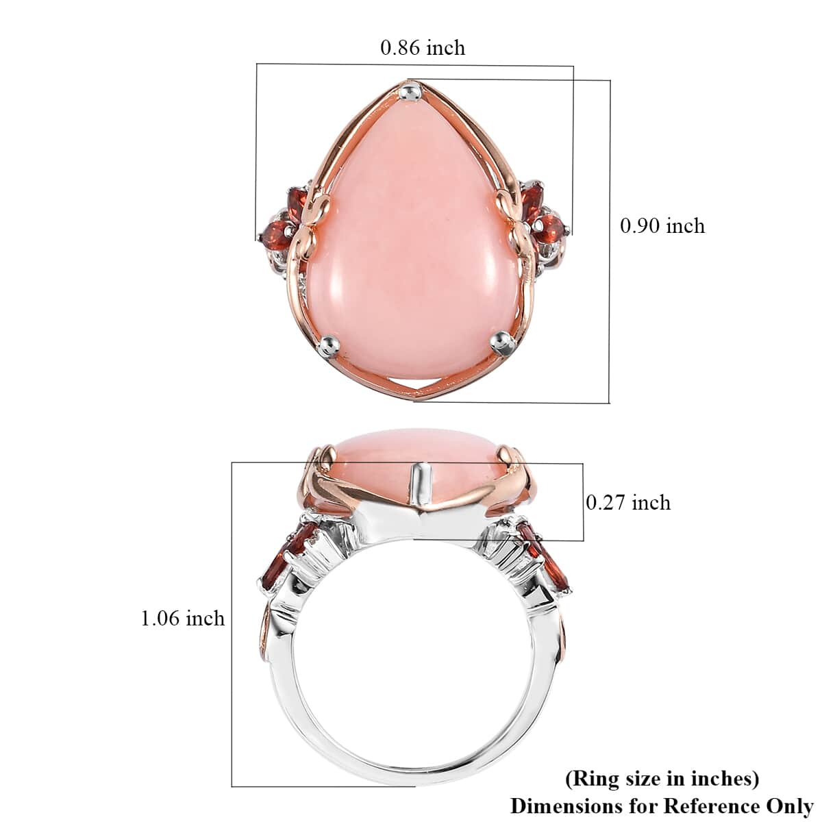 Peruvian Pink Opal and Multi Gemstone Ring in Vermeil Rose Gold and Platinum Over Sterling Silver (Size 7.0) 11.90 ctw image number 5