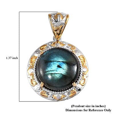 Karis Madagascar Labradorite Solitaire Pendant in 18K YG Plated and Platinum Bond 13.85 ctw