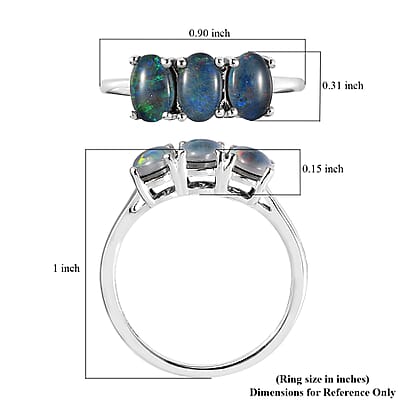 Boulder Opal Triplet 3 Stone Ring in Platinum Over Sterling Silver (Size 10.0) 1.15 ctw