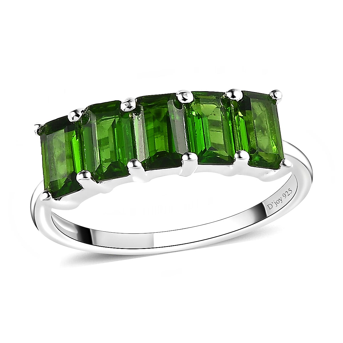 Natural Chrome Diopside 5 Stone Ring in Sterling Silver 1.50 ctw image number 0