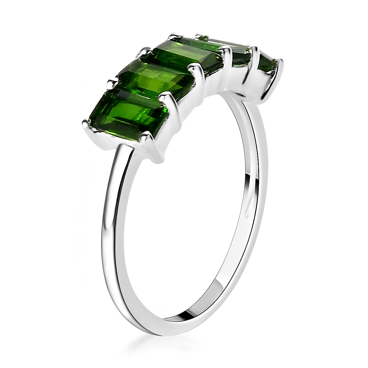 Chrome Diopside 5 Stone Ring in Sterling Silver (Size 10.0) 1.50 ctw