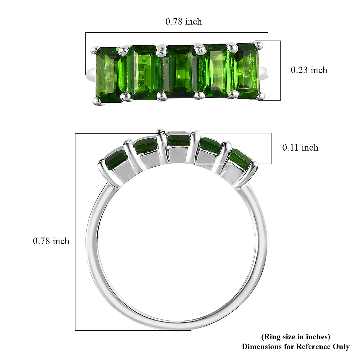 Chrome Diopside 5 Stone Ring in Sterling Silver (Size 10.0) 1.50 ctw