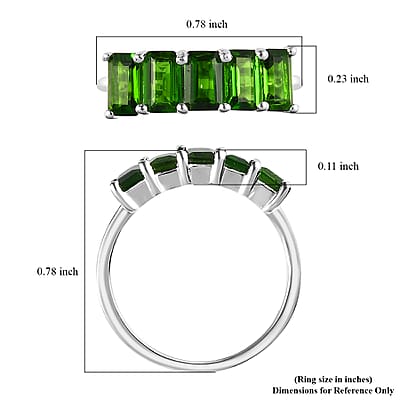 Chrome Diopside 5 Stone Ring in Sterling Silver (Size 10.0) 1.50 ctw