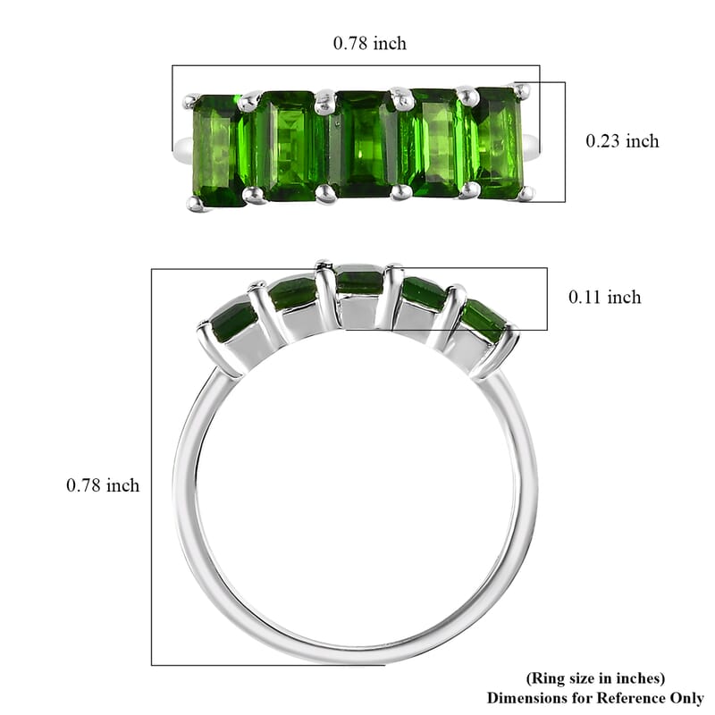 Chrome Diopside 5 Stone Ring in Sterling Silver (Size 10.0) 1.50 ctw