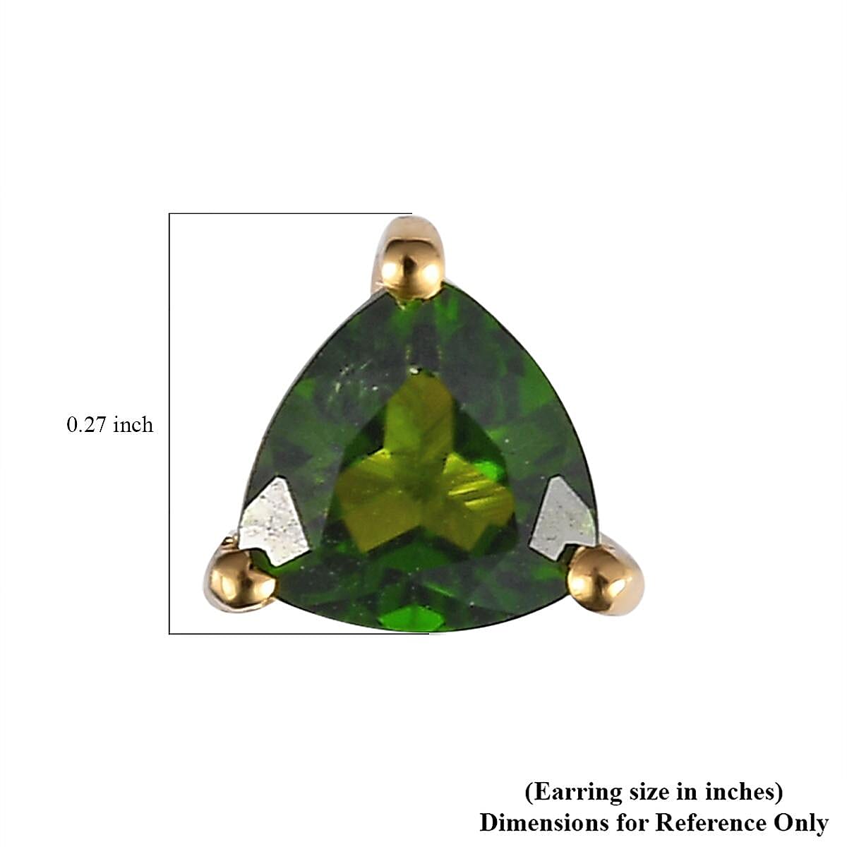 Chrome Diopside Solitaire Stud Earrings in 14K Yellow Gold Over Sterling Silver 1.00 ctw