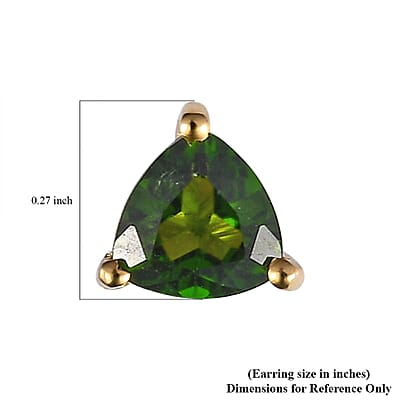 Chrome Diopside Solitaire Stud Earrings in 14K Yellow Gold Over Sterling Silver 1.00 ctw