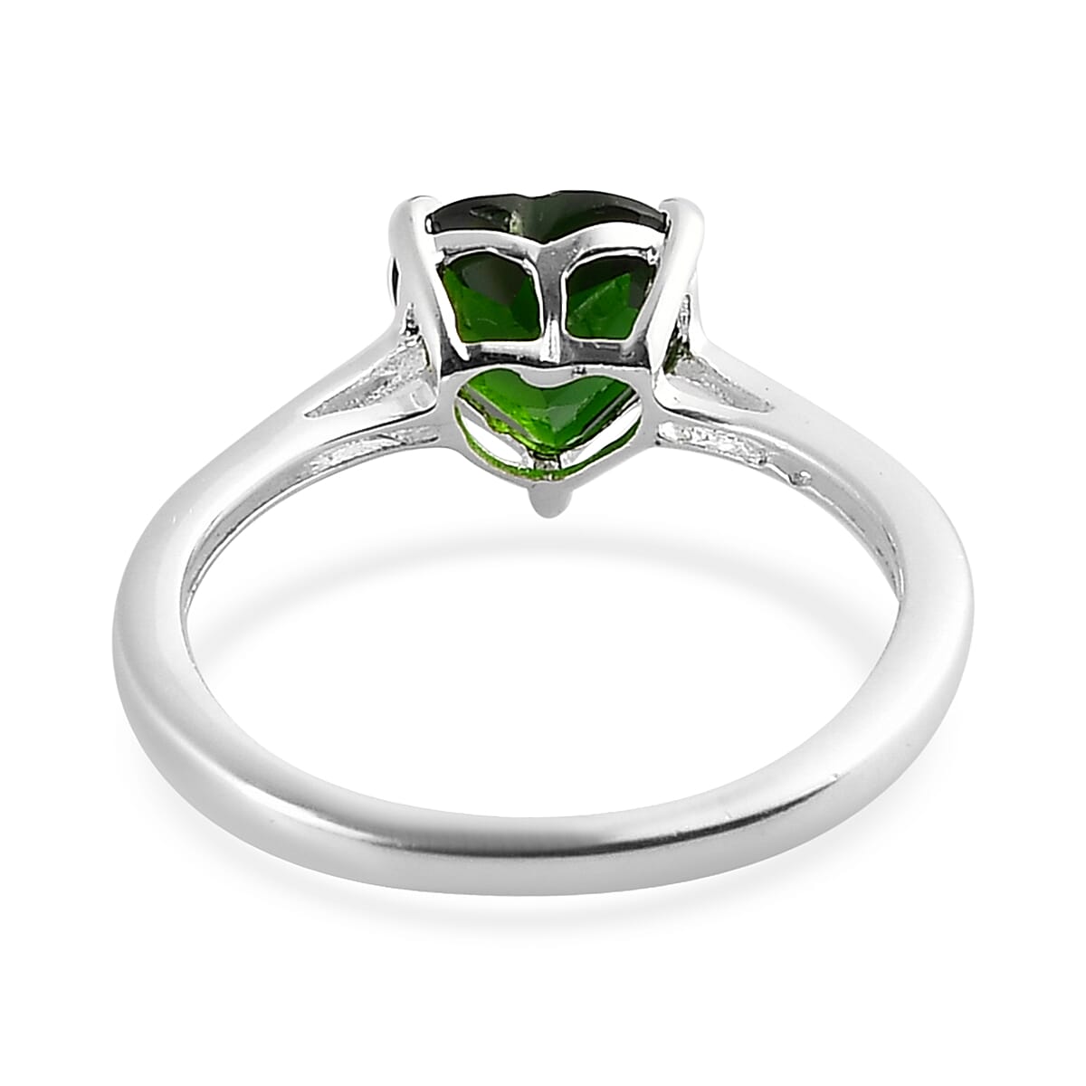 Natural Chrome Diopside Heart Ring in Sterling Silver (Size 10.0) 1.35 ctw