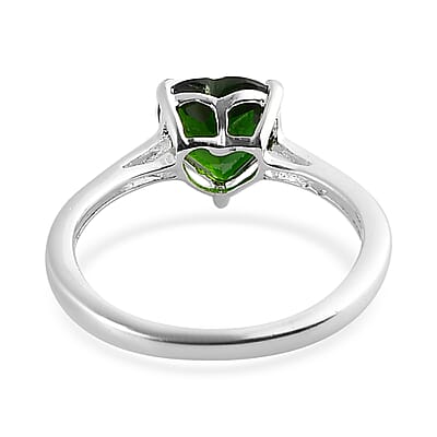Natural Chrome Diopside Heart Ring in Sterling Silver (Size 10.0) 1.35 ctw