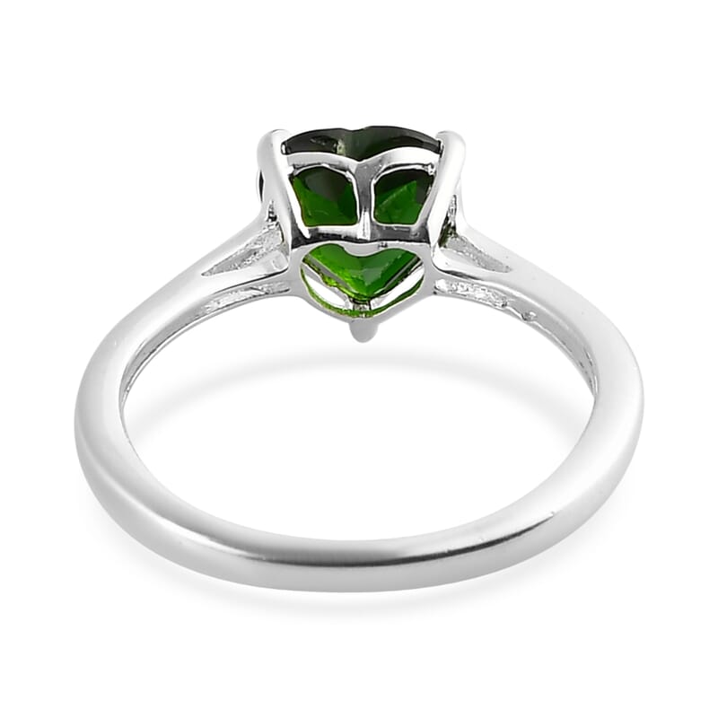 Natural Chrome Diopside Heart Ring in Sterling Silver (Size 10.0) 1.35 ctw