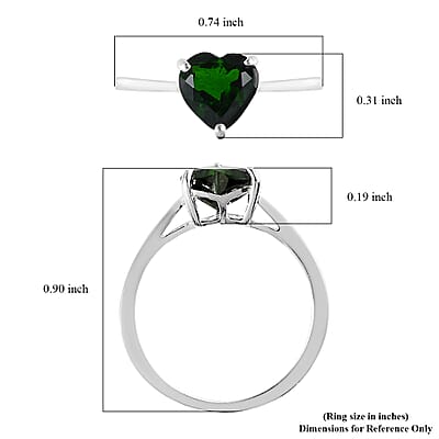 Natural Chrome Diopside Heart Ring in Sterling Silver (Size 10.0) 1.35 ctw