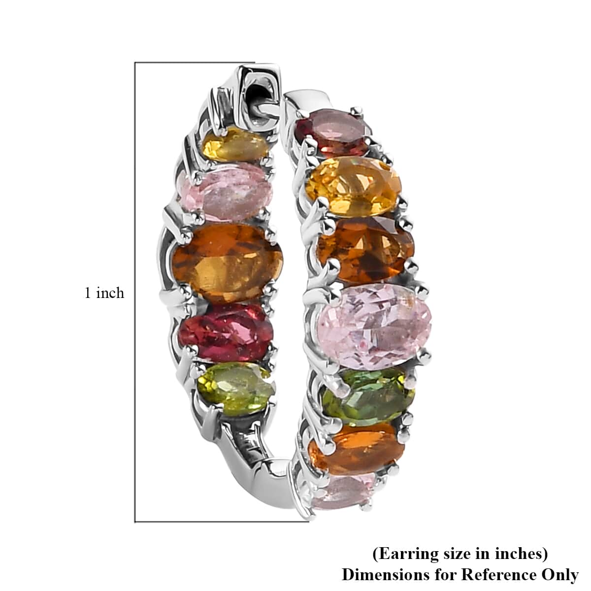 Multi-Tourmaline Hoop Earrings in Platinum Over Sterling Silver 5.85 ctw image number 4