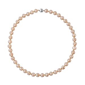 Champagne Glass Beaded Necklace 24 Inches with Magnetic Lock in Silvertone